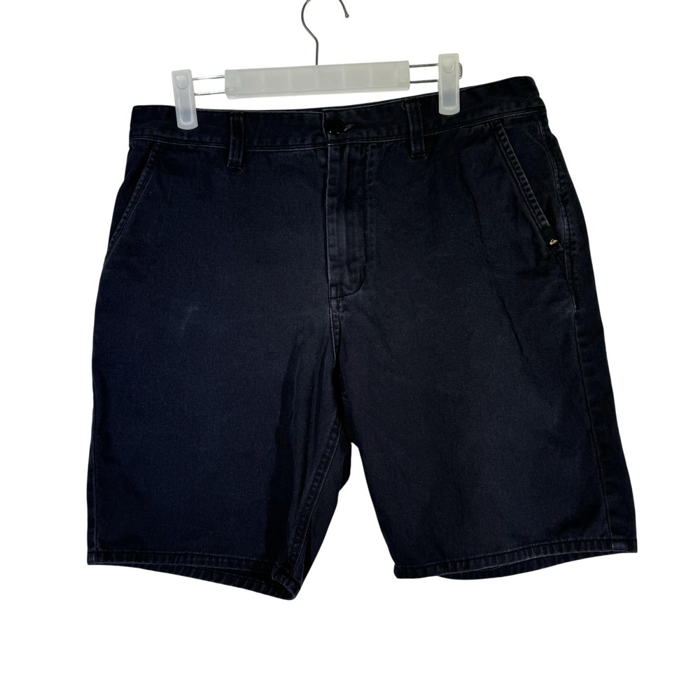 Quiksilver Shorts Mens 33 Black Straight Fit Chino Summer Casual Cotton Pockets
